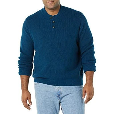 Bild av Amazon Essentials långärmad mjuk beröring Henley tröja, blå, Large