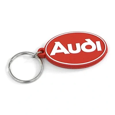 Bild av Audi A16 2283 nyckelring logotyp plommon oval hänge Keyring, röd/vit, röd, Einheitsgröße, Retro