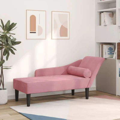 Bild av Schäslong med dynor rosa sammet