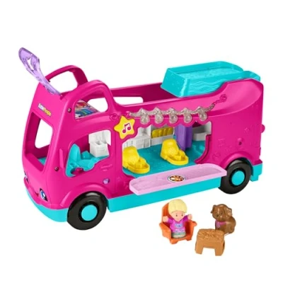 Bild av Fisher Price Little People barnleksak, DreamCamper husbilslekset med lampor, ljud och två figurer, från 18månader, HYR85