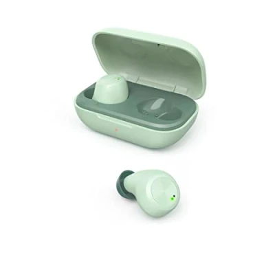 Bild av Hama Bluetooth hörlurar trådlösa (in ear med mikrofon, sporthörlurar stänksäkra IPX4, lätta utan kabel laddningsbox, True Wireless Headset, upp till 14 timmar batteri) mintgrön