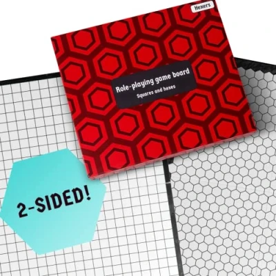 Bild av Hexers role playing game board: vinyl mat alternative Dungeons and Dragons D &amp; DnD Pathfinder RPG play compatible 70cm x 60cm 2.5cm squares on one side, hexes the other Foldable Dry Erase