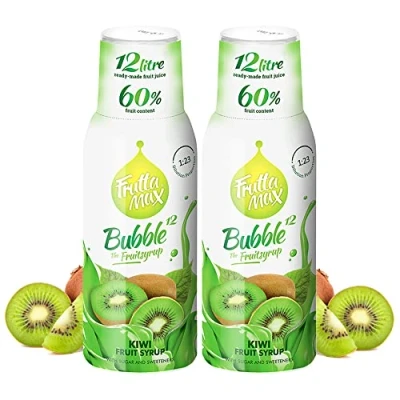Bild av 2 pack FruttaMax Fruktsirapskoncentrat Mindre socker med 60% fruktinnehåll lämplig för läskmaskin (2 x 500 ml) Kiwi)