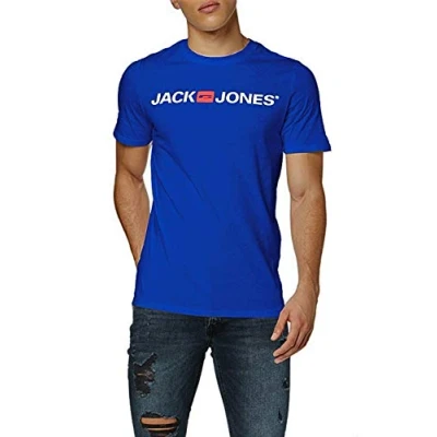 Bild av JACK &amp; JONES Pack 2 Plus Size T shirts Rund Hals Tryck Design Logo Oversize, Blå (Surf The Web), L