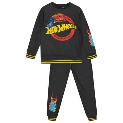 Bild av Hot Wheels tröja och joggingbyxor Set Pojktröja Co Ord Racerbil träningsoverall för barn Ålder 3 till 13 år Grå 110