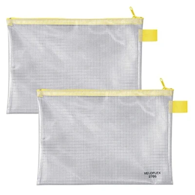 Bild av VELOFLEX A270500 dragkedjeficka DIN A5, 2 stycken, 250 x 180 mm, dokumentväska av tygförstärkt PVC