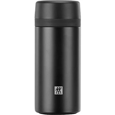 Bild av ZWILLING THERMO Termosflaska, Inbyggd siktinsats, Isoleringsflaska för te och smaksatt vatten, Dubbel väggisolering, 420 ml, höjd: 17,2 cm, Svart