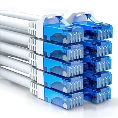 Bild av deleyCON 10x 0,5m CAT6 Nätverkskabel Set Kort 50cm U UTP RJ45 CAT 6 LAN Kabel Patchkabel Ethernet DSL Switch Router Modem Repeater Patchpanel Vit