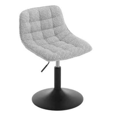 Bild av WOLTU Sminkpall, höjdjusterbar pall med ryggstöd, sittpall, mångsidig arbetspall, kontorspall, matstol, roterbar i 360, tillverkad av bekväm chenille, metall, grå, BH408gr 1