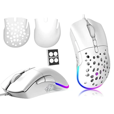 Bild av ZIYOU LANG G PRO Mice D19 trådbunden spelmus för bärbar dator, programmerbar bakgrundsbelysning mus 7 knappar, modell O vit spel, 12 000 Dpi justerbar, Windows Mac/Macbook