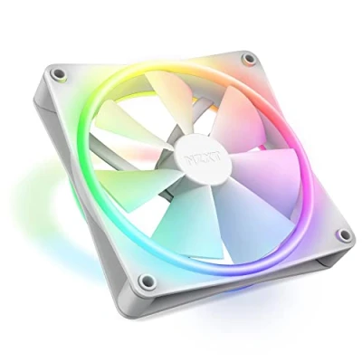 Bild av NZXT F140 RGB Duo 140 mm dubbelsidig fläkt 20 individuellt adresserbara lysdioder Balanserat luftflöde och statiskt tryck Dynamiskt vätskelager Vit