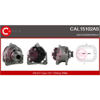 Bild av CASCO CAL15102AS Generator 12V 110A RENAULT: CLIO 2, Kangoo I Express, MEGANE 2 Kombi, DACIA: Duster SUV, Sandero I, NISSAN: Kubistar Skåpbil, MICRA 3
