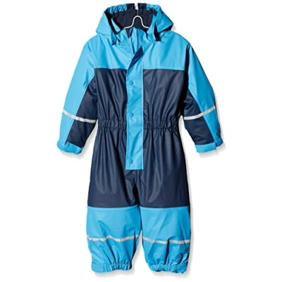 Bild av Playshoes Unisex barn regndräkt med fleecefoder varm vattentät lera dräkt regnkläder, marin jumpsuit, 80