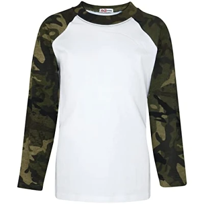 Bild av A2Z 4 Kids Pojkar Plain Lång Ärmar Lättvikt Aktiva kläder T Shirt PL425 Camo Green 5 6