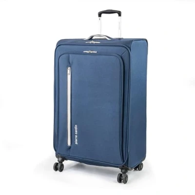 Bild av Pierre Cardin Cion mjukt bagage med stresstestade hållbara hjul Teleskopiskt draghandtag resväska förpackningsremmar CL610M, Marinblå och grå, L, Stor 78 cm
