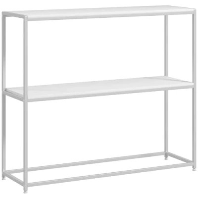 Bild av HOMCOM Konsolbord, entré, stålram, 2 hyllor, modern design, för vardagsrum, hall, 100 x 30 87 cm, vit