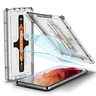 Bild av Spigen Glas.tR EZ Fit Skärmskydd kompatibel med Samsung Galaxy S21, 2 Stycken, Sjabloon voor Installatiem, Kristallklart, Responsiv Touch, Case friendly, 9H härdat glas