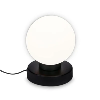 Bild av BRILONER sänglampa med kabelbrytare, opalglas, E14 sockel max. 25 watt, bord, lampa, skrivbord, kontor, lä säng, lä, 12,6 x 15,7 cm, svart