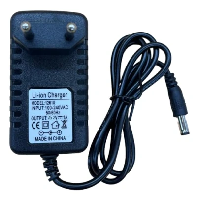 Bild av Lelukee 24W universell nätadapter 25,2 V DC 1A, för övervakningskamera, väggströmförsörjning EU kontakt 2 stift, 5,5 x 2,5 mm, svart