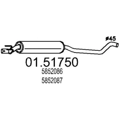 Bild av MTS 01.51750 Silencieux Intermédiaire 1530 OPEL: Corsa B 3/5 portes, Tigra Coupe
