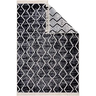 Bild av Fashion4Home Matta löpare tepiche för vardagsrum, sovrum, kök, barnrum, badrum boho kilimmattor hallmatta svart mellängd, storlek: 80 x 150 cm
