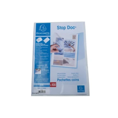 Bild av Exacompta Ref 5670E PP Cut Flush Document Pockets Suitable for Storing A4 Documents, Polypropylene Material, Side &amp; Top Openings Clear (Pack of 100)