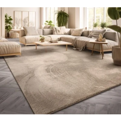 Bild av Matta Vardagsrum Stor Enfärgad Modern Design Tvättbar Gul Guld, Färg: Beige, Storlek:80x300 cm