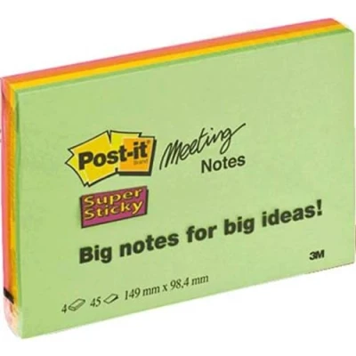Bild av Post it Super Sticky 6445 4SS Pappersark, Flerfärgad, 152 mm x 101