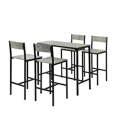 Bild av SoBuy Barbord och 4 stolar Matgrupp Matbord Loungebord Utemöbler OGT14 HG