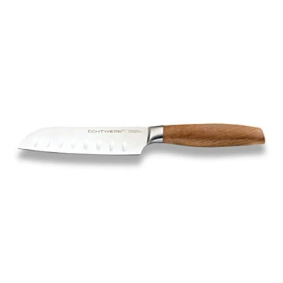 Bild av ECHTWERK Santokuknivutgåva av högkvalitativt stål, kökskniv, kockkniv, universalkniv, specialstål, handtag akaciaträ, rostfritt bladlängd: 15 cm, trähandtag, klassisk Edtion, 20 cm
