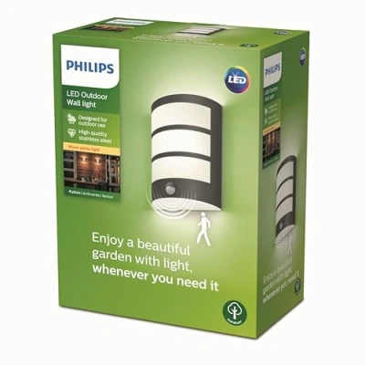 Bild av Philips Python IR Wall antracit 1x6W 2700 kelvin, MyGarden, utomhusbelysning (vägglampa) för husfasad, terass och balkong, LED, modern design, rörelsesensor