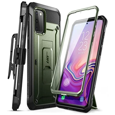 Bild av SUPCASE Unicorn Beetle Pro helkropp dubbelt lager robust ställ hölsterfodral för 6,5 tums Samsung Galaxy S20 FE (2020), guldan grön