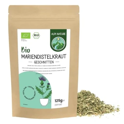 Bild av Alpi Nature Milk tistel ORGANIC 125g från Nature, mjölk ört organisk torkad och skuren för beredning av te örtte