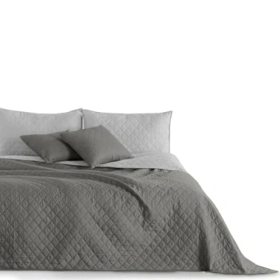Bild av DecoKing överkast, sängöverkast, 200 x 220 cm, grått stål, täcke, dubbelsidigt quiltat präglingsmönster romb, antracitgrå, silver, axel, cm