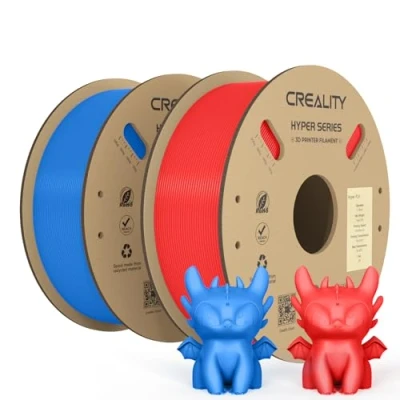 Bild av Creality Officiell Hyper PLA filament röd + blå 2 kg, 3D skrivarfilament för höghastighetstryck, hållbar och resistent, slät, överhängningsprestanda dimensionell noggrannhet +/ 0,03 mm, rullar