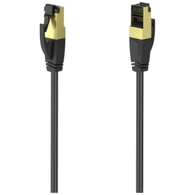 Bild av Hama Cat 8 nätverkskabel 3 m, Gigabit Ethernet upp till 40 Gbps (RJ45 Lankabel, S/FTP dubbelskärmad, tvinnad, halogenfri, förgyllda kontakter, böjskydd, kabel med robust kabelmantel)