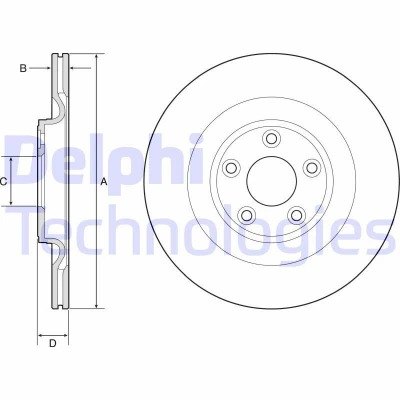 Bild av DELPHI BG4833C Disque de frein 325 20 5 ventilé revêtu non traité sans roulement roue, bague ABS JAGUAR: XJ Berline, F Type Coupe
