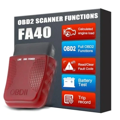 Bild av iKiKin Trådlös OBD2 Scanner Car Diagnostic Scan Tool, OBDII Adapter Används för Fordonsfel Test Motor Indicator Light Bluetooth Reader och Ansökan iPhone iOS Android (Charm Red)