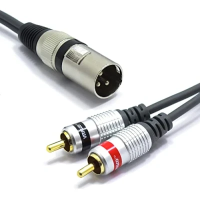 Bild av VITALCO XLR kontakt till 2 x RCA stereokabel 1,5 m mikrofonkabel 3 polig Chinch adapter