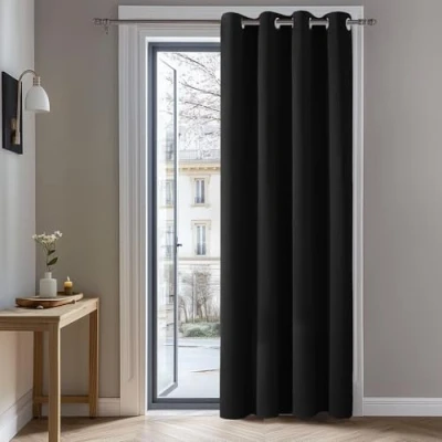 Bild av Deconovo mörkläggningsgardin med öljetter gardiner sovrum ögongardin Blcikdich, 214x132 cm (höjd x bredd), svart, 1 bit