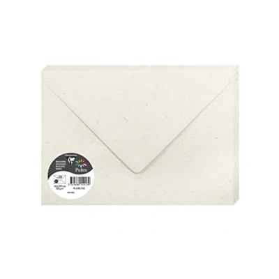 Bild av Clairefontaine 55013C förpackning med 20 kuvert pollen, fodrad, format C5 (16,2 x 22,9 cm), 120 g, 100% återvunnet papper, perfekt för inbjudningar och korrespondens, naturligt vit, 1 pack