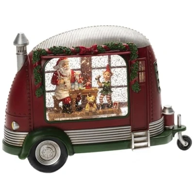 Bild av Konstsmide juldekorationer LED snöglob lykta jultomten och älvor husvagn/inomhus, 5 timmars timer/batteridrift: 3 x AA 1,5 V (exkl.)/Jullykta 1 varmvita dioder, en storlek, 4386 550