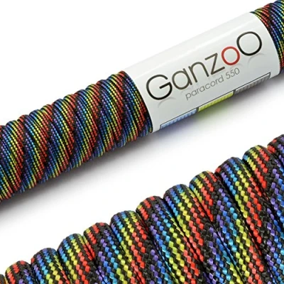 Bild av Ganzoo Paracord 550 rep, nylonpolyester, 4 mm, typ 3, 30 meter, 7 kärntrådar, utomhussnöre, universellt hundhalsband, hundkoppel, armband, camping, överlevnad regnbåge mörk