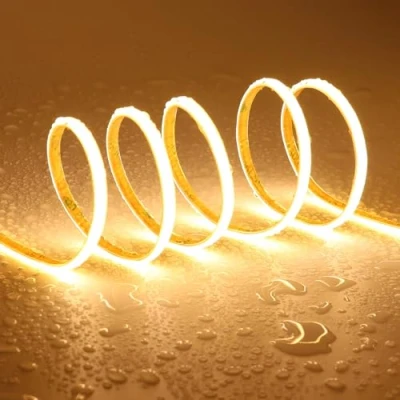 Bild av TOPAI COB varmvit LED remsa 3 000 K vattentät, smal 5 mm bred, ljus 24 V m utomhus, 400 LED/M CRI&gt;93 flexibla lim skärbar för kök sovrum belysning
