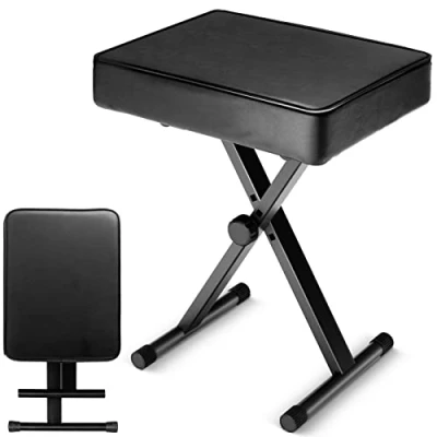 Bild av CAHAYA premium tangentbordsbänk 7 cm vadderad kudde X stil pianobänk 3 höjd justerbart tangentbord pall stol för digitala elektroniska pianon CY0296