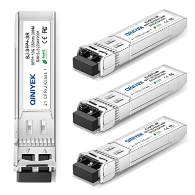 Bild av QINIYEK 10GBase SR SFP+ Transceiver, 10G Multimode LC modul, 850nm MMF, upp till 300 m, kompatibel med Cisco SFP SR, Ubiquiti UF MM 10G, Fortinet, Mikrotik, Netgear, Supermicro)(paket
