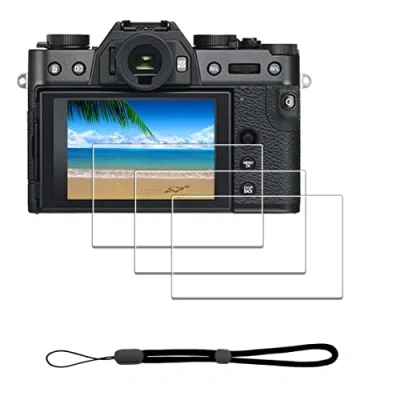 Bild av iDaPro skärmskydd för Fujifilm X T30 II T30II Fuji Mark + handsnodd [3+1 pack] härdat glas enkel installation