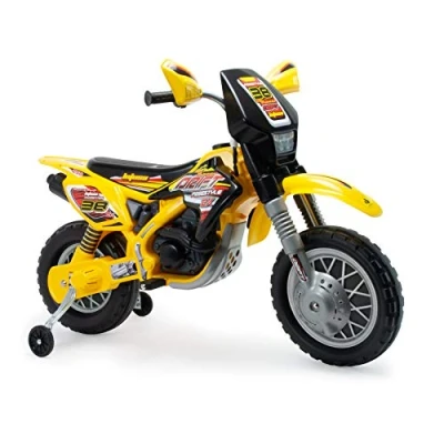Bild av INJUSA Elektrisk Motorcykel Cross Thunder MAX, Batteri 12V, för Barn 3 till 6 År, med Knytnävshandtag, Stödhjul och Gummidäck, Hastighet Km/h, Färg Svart