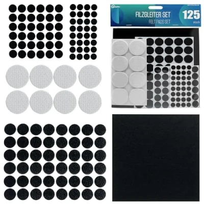 Bild av shinfly Filtglidare självhäftande 125 st, 3 mm tjock filt 5 tjockt vadderat dyna för tunga möbler + stort filtblad, stol filtglider
