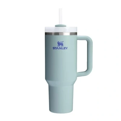 Bild av Stanley Quencher H2.0 Flowstate Tumbler 1,2 L kallt i 11 timmar isad 48 metallvattenflaska med sugrör, handtag och lock diskmaskinssäker resemugg för kalla drycker blå kaktus